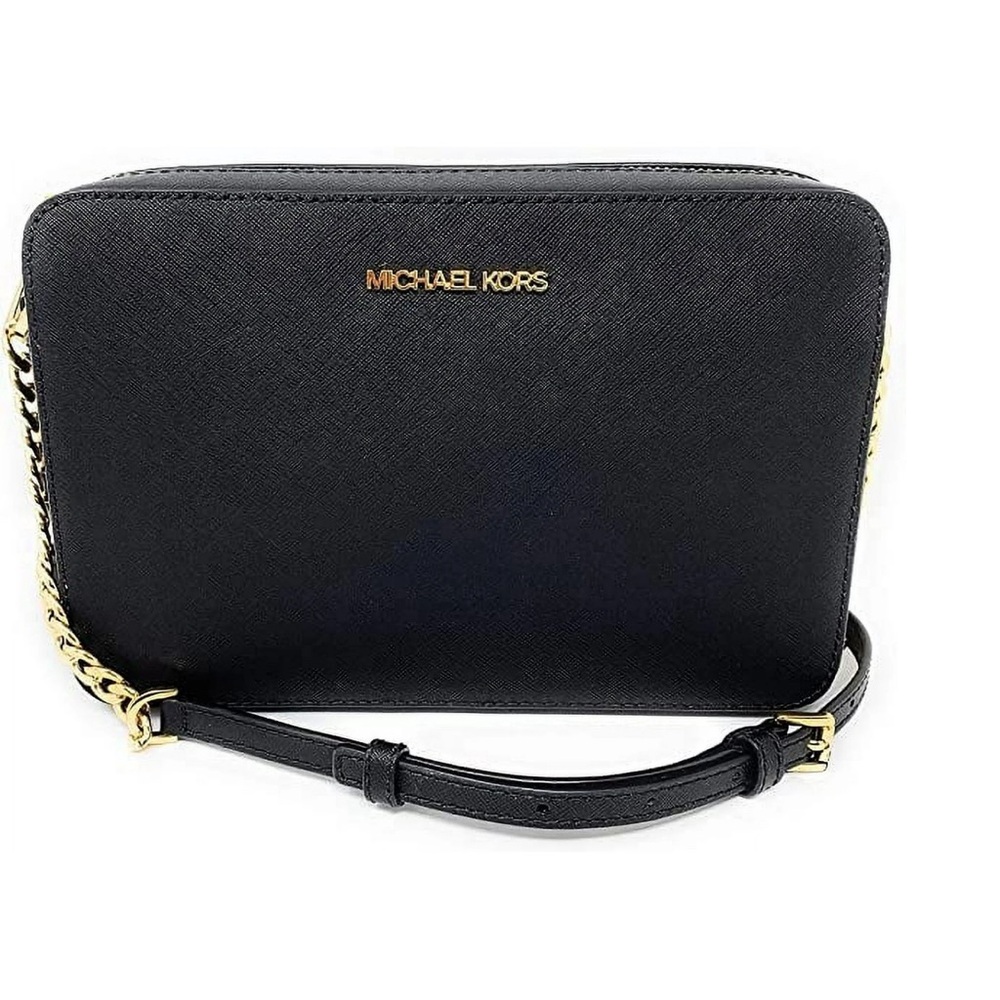 New Michael Kors Black and Gold Saffiano Leather Crossbody Bag - Picture 3 of 9